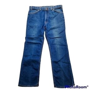 LEVI'S men's blue jeans "with a skosh more room" made in USA 70s distressed